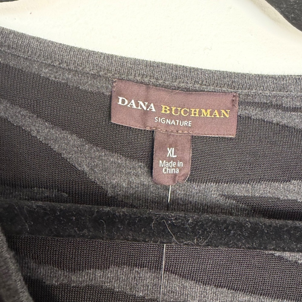 Dana Buchman Signature Zebra Print Cowl Neck Sweater XL Grey Black Y2K Animal - Picture 6 of 10